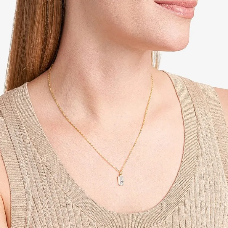 Sparkle Allure Womens White Diamond Accent Pure Silver Over Bronze Dog Tag 18 Inch Pendant Necklace