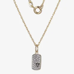 Sparkle Allure Womens White Diamond Accent Pure Silver Over Bronze Dog Tag 18 Inch Pendant Necklace
