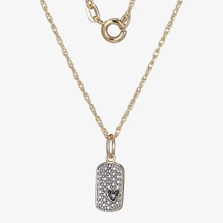 Sparkle Allure Womens White Diamond Accent Pure Silver Over Bronze Dog Tag 18 Inch Pendant Necklace