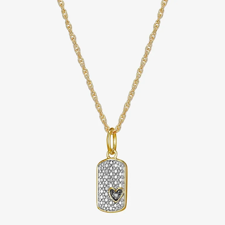 Sparkle Allure Womens White Diamond Accent Pure Silver Over Bronze Dog Tag 18 Inch Pendant Necklace