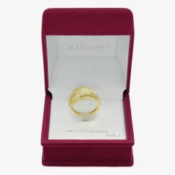 Sparkle Allure Wrap Womens 3MM 14K Gold Over Brass Bypass  Band