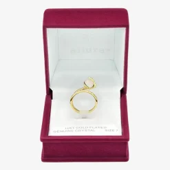 Sparkle Allure Wrap Womens White Crystal 14K Gold Over Brass Pear Bypass  Cocktail Ring