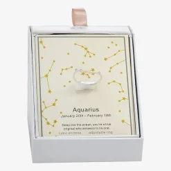 Sparkle Allure Zodiac Womens Cubic Zirconia Pure Silver Over Brass Band