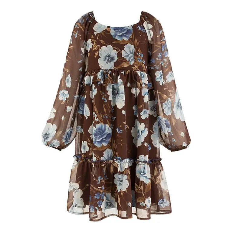 Speechless Big Kid Girls Long Sleeve Puffed A-Line Dress