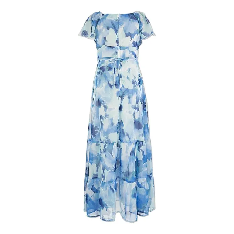 Speechless Big Kid Girls Short Sleeve Flutter Floral Maxi Dress