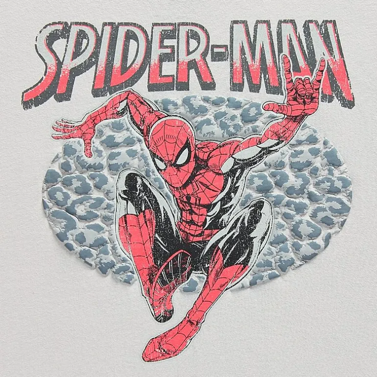 Spider Man Boyfriend Tee Womens Juniors Crew Neck Short Sleeve Loose Fit Spiderman Graphic T-Shirt