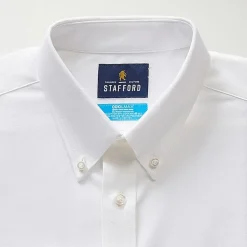 Stafford Big and Tall Coolmax All Season Oxford Mens Button Down Collar Long Sleeve Stretch Fabric Wrinkle Free Dress Shirt