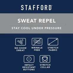 Stafford Big & Tall Advanced Performance Sweat Repel Mens Regular Fit Stretch Fabric Wrinkle Free Long Sleeve Dress Shirt