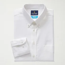 Stafford Coolmax All Season Ecomade Oxford Mens Regular Fit Stretch Fabric Wrinkle Free Long Sleeve Dress Shirt