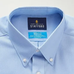 Stafford Coolmax All Season Ecomade Oxford Mens Regular Fit Stretch Fabric Wrinkle Free Long Sleeve Dress Shirt