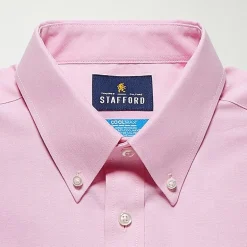 Stafford Coolmax All Season Ecomade Oxford Mens Regular Fit Stretch Fabric Wrinkle Free Long Sleeve Dress Shirt