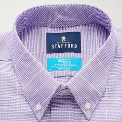 Stafford Coolmax All Season Ecomade Oxford Mens Regular Fit Stretch Fabric Wrinkle Free Long Sleeve Dress Shirt