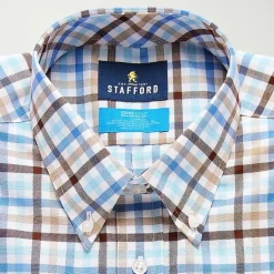 Stafford Coolmax All Season Ecomade Oxford Mens Regular Fit Stretch Fabric Wrinkle Free Long Sleeve Dress Shirt