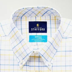 Stafford Coolmax All Season Ecomade Oxford Mens Regular Fit Stretch Fabric Wrinkle Free Long Sleeve Dress Shirt
