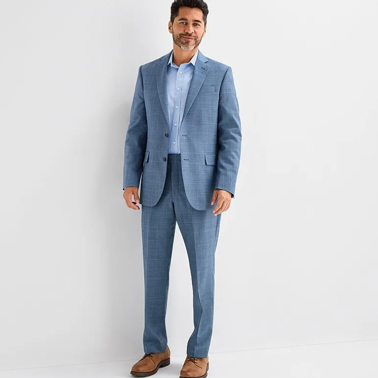 Stafford Coolmax All Season Ecomade Classic Fit Plaid Suit Separates