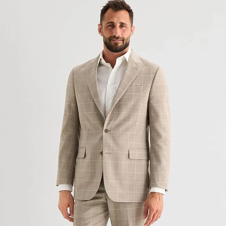 Stafford Coolmax All Season Ecomade Mens Classic Fit Windowpane Suit Separates