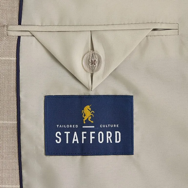 Stafford Coolmax All Season Ecomade Mens Classic Fit Windowpane Suit Separates