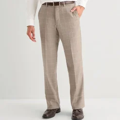 Stafford Coolmax All Season Ecomade Mens Classic Fit Windowpane Flat Front Suit Pant