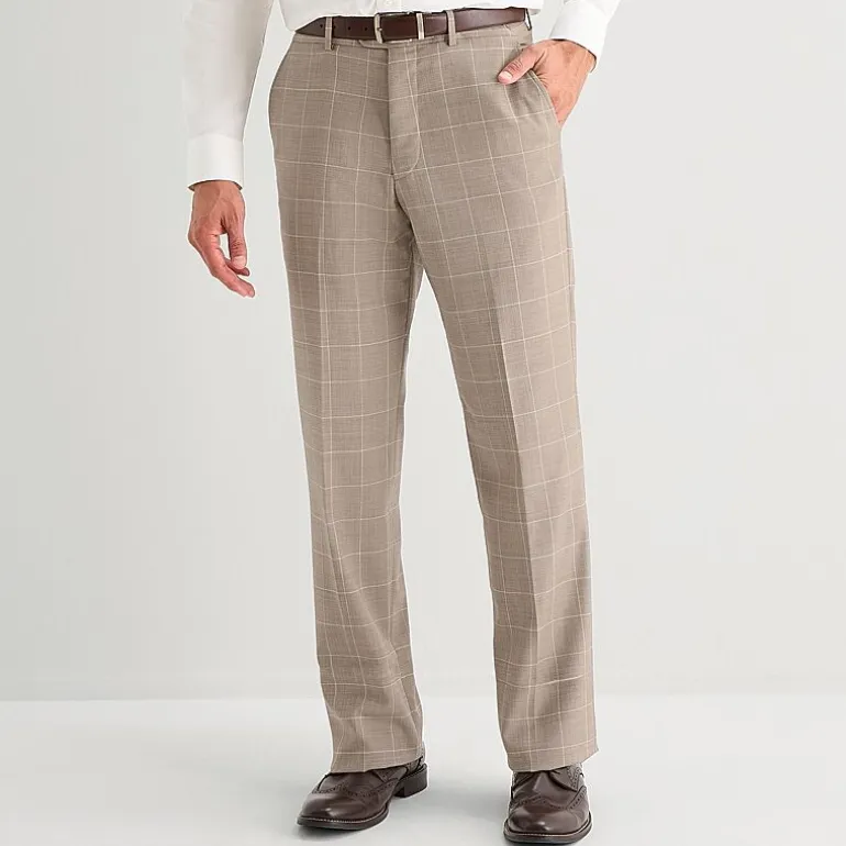 Stafford Coolmax All Season Ecomade Mens Classic Fit Windowpane Flat Front Suit Pant