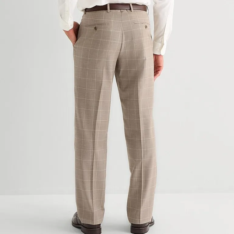 Stafford Coolmax All Season Ecomade Mens Classic Fit Windowpane Flat Front Suit Pant