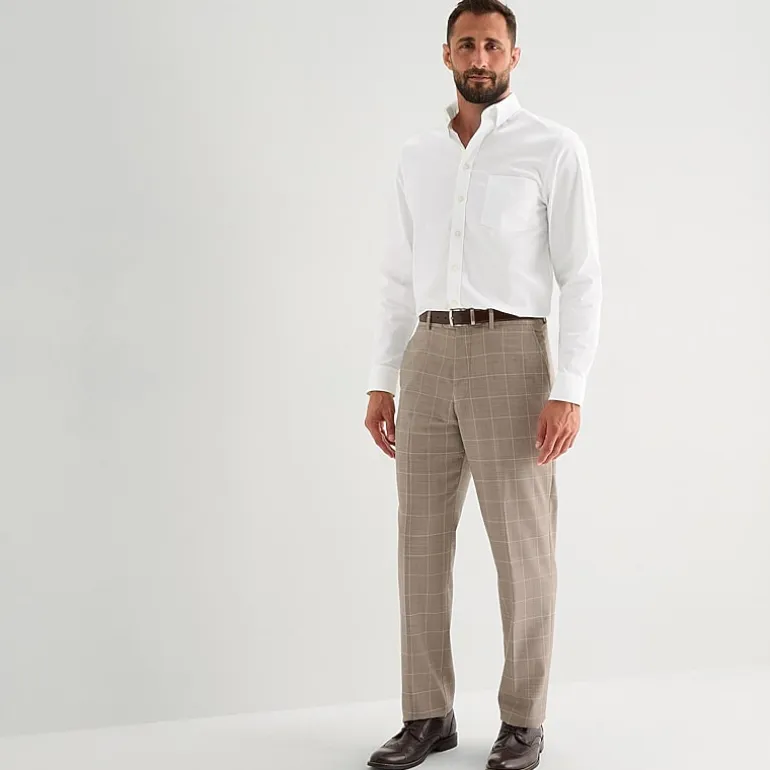 Stafford Coolmax All Season Ecomade Mens Classic Fit Windowpane Flat Front Suit Pant