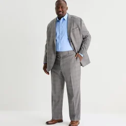 Stafford Coolmax All Season Ecomade Mens Big and Tall Classic Fit Plaid Flat Front Suit Pant