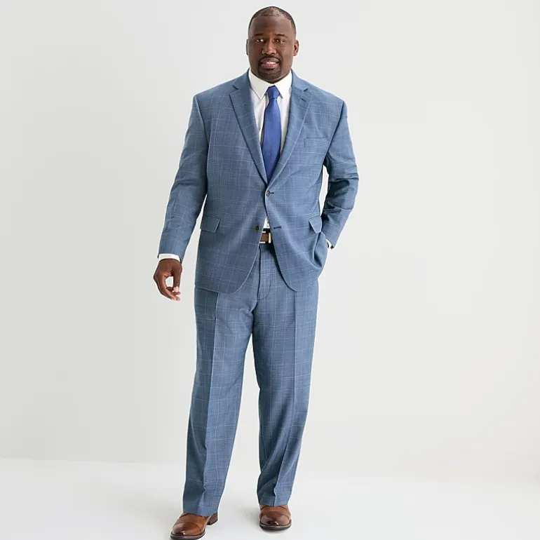 Stafford Coolmax All Season Ecomade Mens Big and Tall Regular Fit Plaid Flat Front Suit Pant