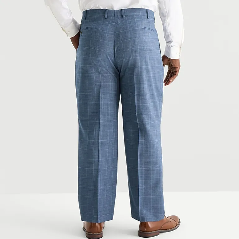 Stafford Coolmax All Season Ecomade Mens Big and Tall Regular Fit Plaid Flat Front Suit Pant