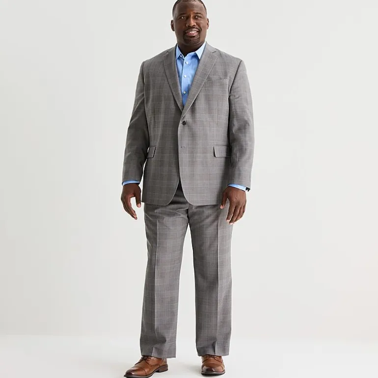 Stafford Coolmax All Season Ecomade Mens Big and Tall Plaid Suit Separates