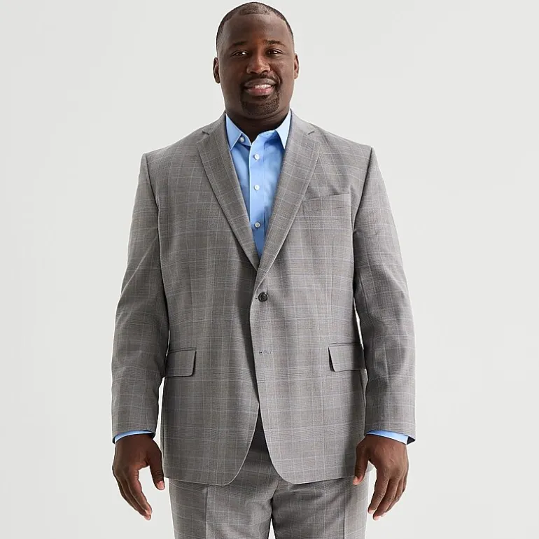 Stafford Coolmax All Season Ecomade Mens Big and Tall Plaid Suit Separates