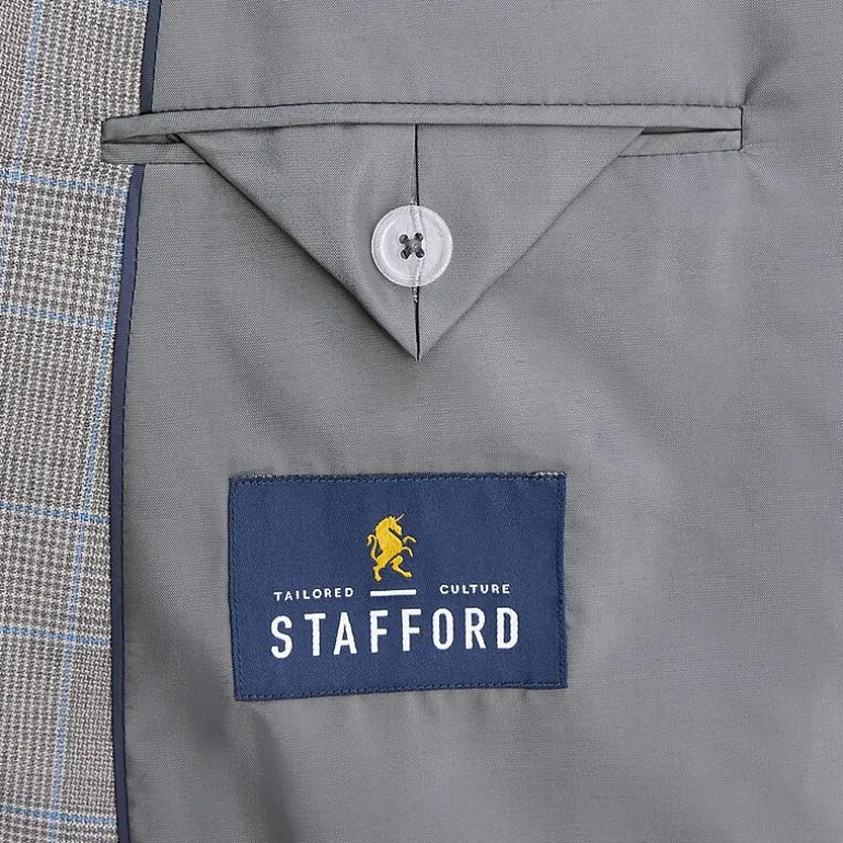 Stafford Coolmax All Season Ecomade Mens Big and Tall Plaid Suit Separates