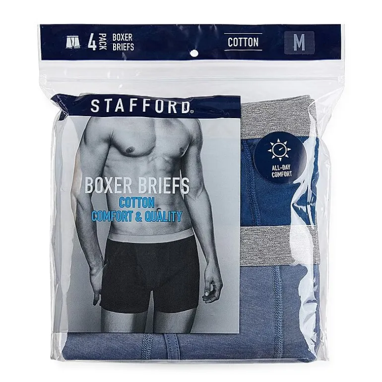 Stafford Cotton Mens Big 4 Pack Boxer Briefs 302866