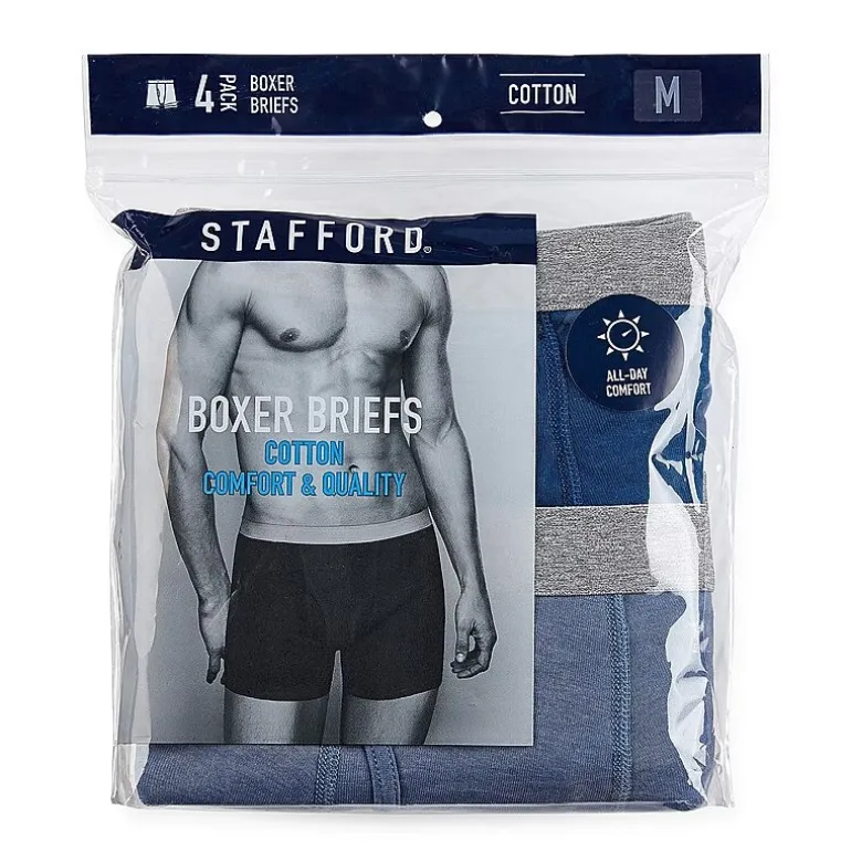 Stafford Cotton Mens 4 Pack Boxer Briefs 302866