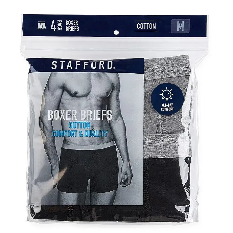 Stafford Cotton Mens 4 Pack Boxer Briefs 302866