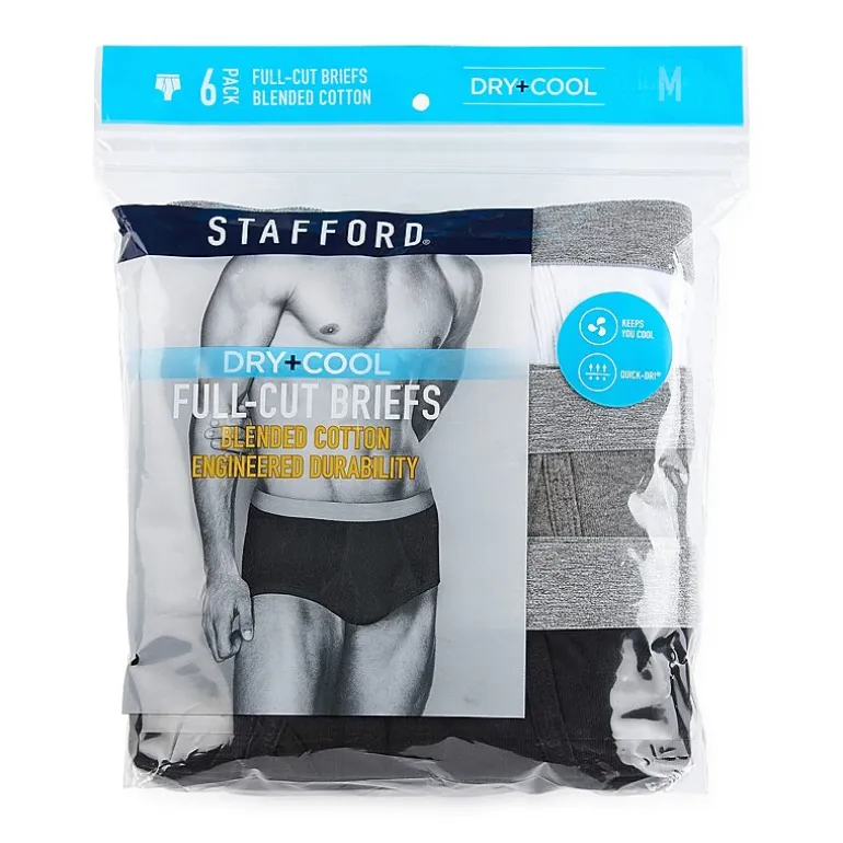 Stafford Dry + Cool Full-Cut Mens 6 Pack Briefs 302872