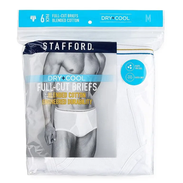 Stafford Dry + Cool Full Cut Mens 6 Pack Briefs 302872