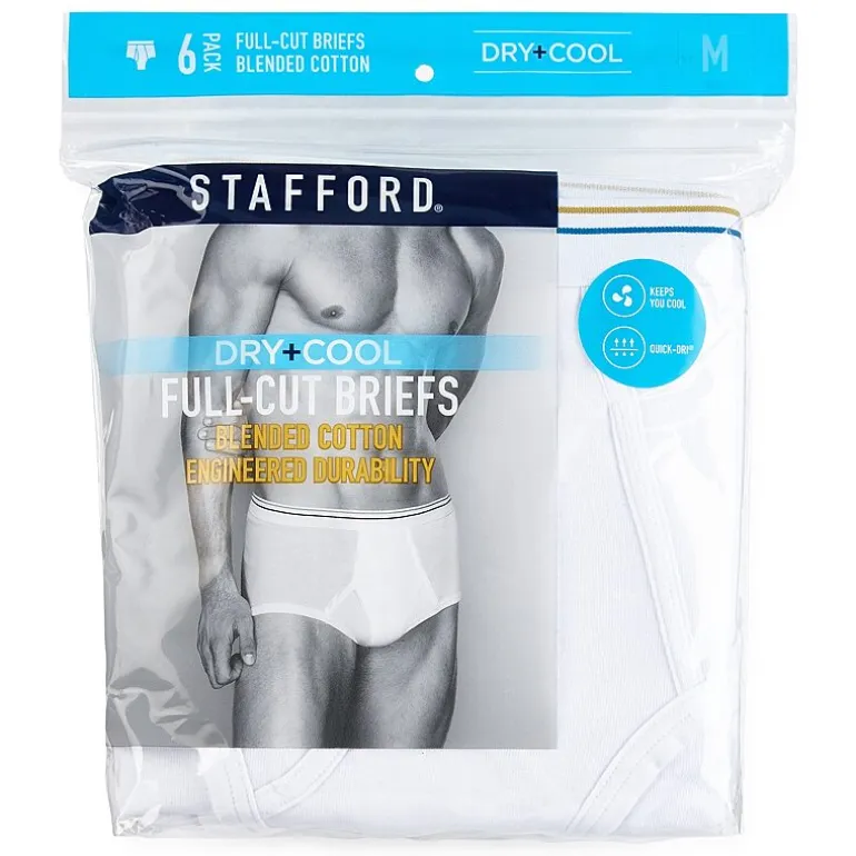 Stafford Dry + Cool Full-Cut Mens Big and Tall 6 Pack Briefs 302872