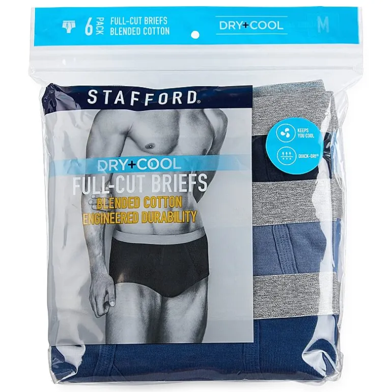 Stafford Dry + Cool Full-Cut Mens Big and Tall 6 Pack Briefs 302872