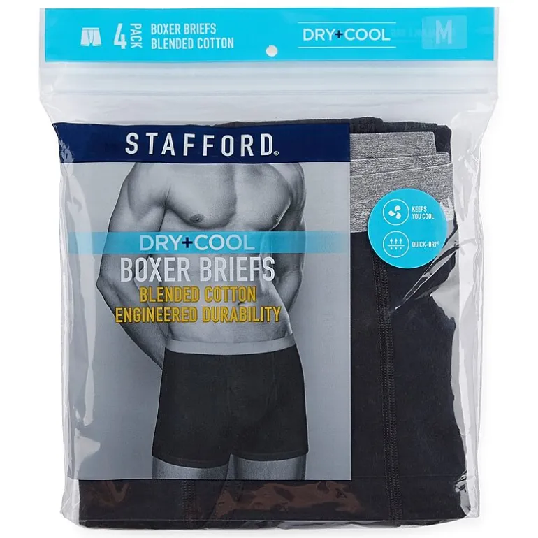Stafford Dry + Cool Mens 4 Pack Boxer Briefs 302869