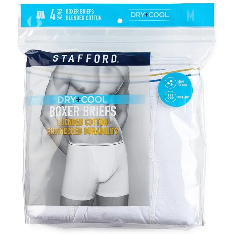Stafford Dry + Cool Mens 4 Pack Boxer Briefs 302869