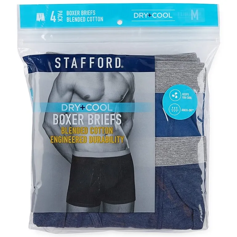 Stafford Dry + Cool Mens 4 Pack Boxer Briefs 302869
