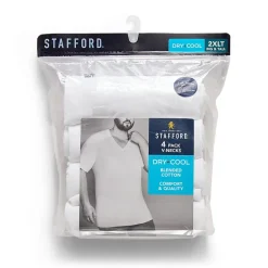 Stafford Dry + Cool Mens 4 Pack Short Sleeve V Neck MOISTURE_WICKING T-Shirt