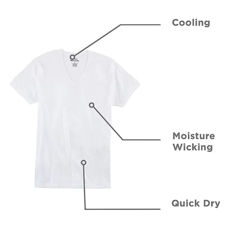 Stafford Dry + Cool Mens 4 Pack Short Sleeve V Neck MOISTURE_WICKING T-Shirt