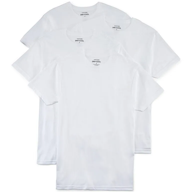 Stafford Dry + Cool Mens 4 Pack Short Sleeve Crew Neck Moisture Wicking T-Shirt Big and Tall