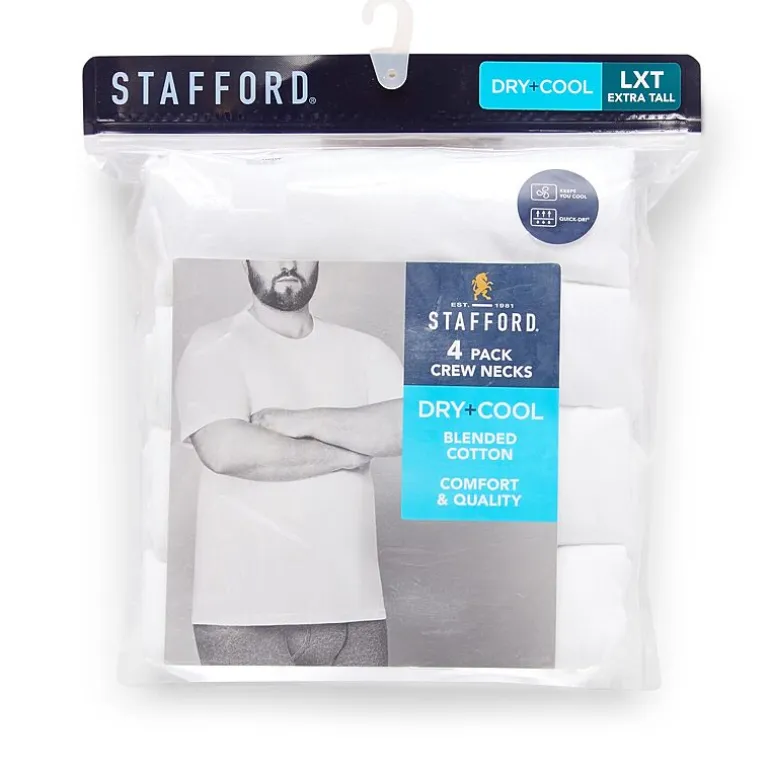 Stafford Dry + Cool Mens 4 Pack Short Sleeve Crew Neck Moisture Wicking T-Shirt