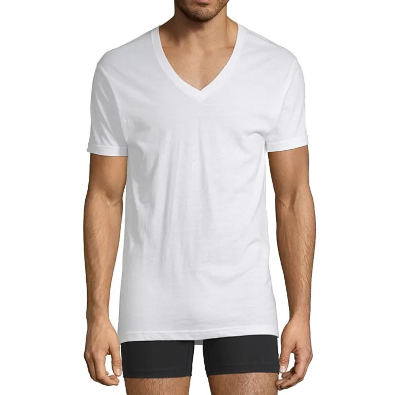 Stafford Dry + Cool Mens 4 Pack Short Sleeve V Neck MOISTURE_WICKING T-Shirt Big