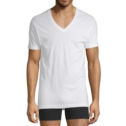 Stafford Dry + Cool Mens 4 Pack Short Sleeve V Neck MOISTURE_WICKING T-Shirt Tall