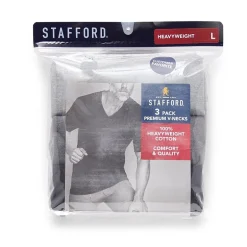 Stafford Heavyweight Cotton Mens 3 Pack Short Sleeve V Neck T-Shirt