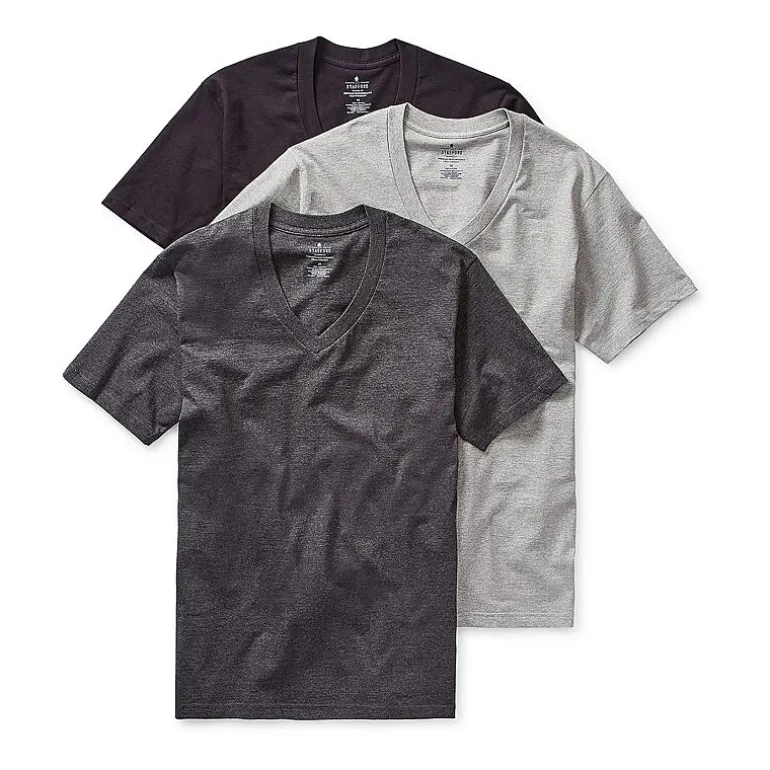 Stafford Heavyweight Cotton Mens 3 Pack Short Sleeve V Neck T-Shirt