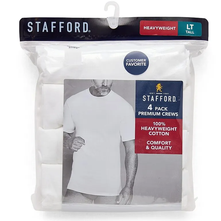 Stafford Heavyweight Cotton Mens 4 Pack Short Sleeve Crew Neck T-Shirt